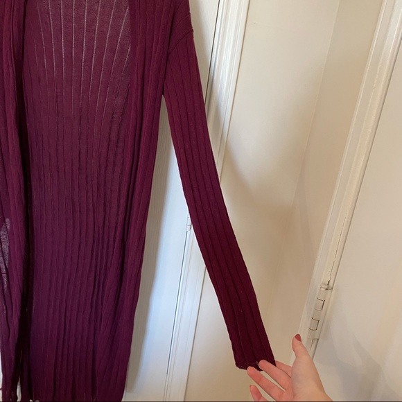 Free People Ribby Rib Duster Size Small Burgundy - Picture 5 of 8